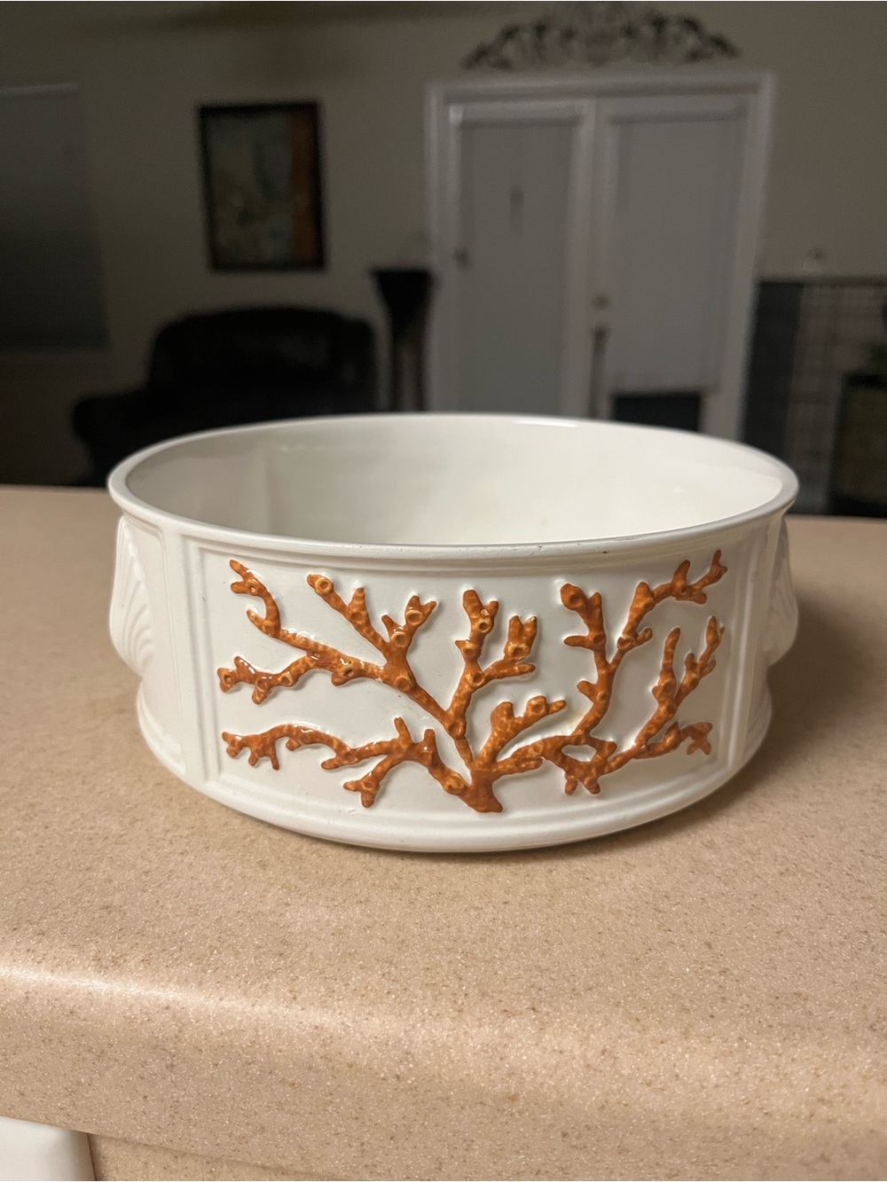 Vintage Ceramic Bowl - Shell & Coral Designs Dish Made In Spain - Coastal Beach